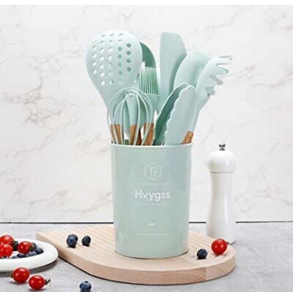 Silicone Kitchen Utensils Set, 26 pcs, Mint/Green - 12,67" L, 4,5" W, 4,5" H - Picture 13 of 15